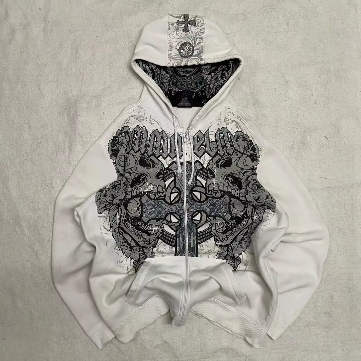 American Y2K New Hip Hop Trend Zipper Hoodie Women Street Casual Loose Joker Vintage Sweatshirt Unisex Fleece Padded Warm Hoodie