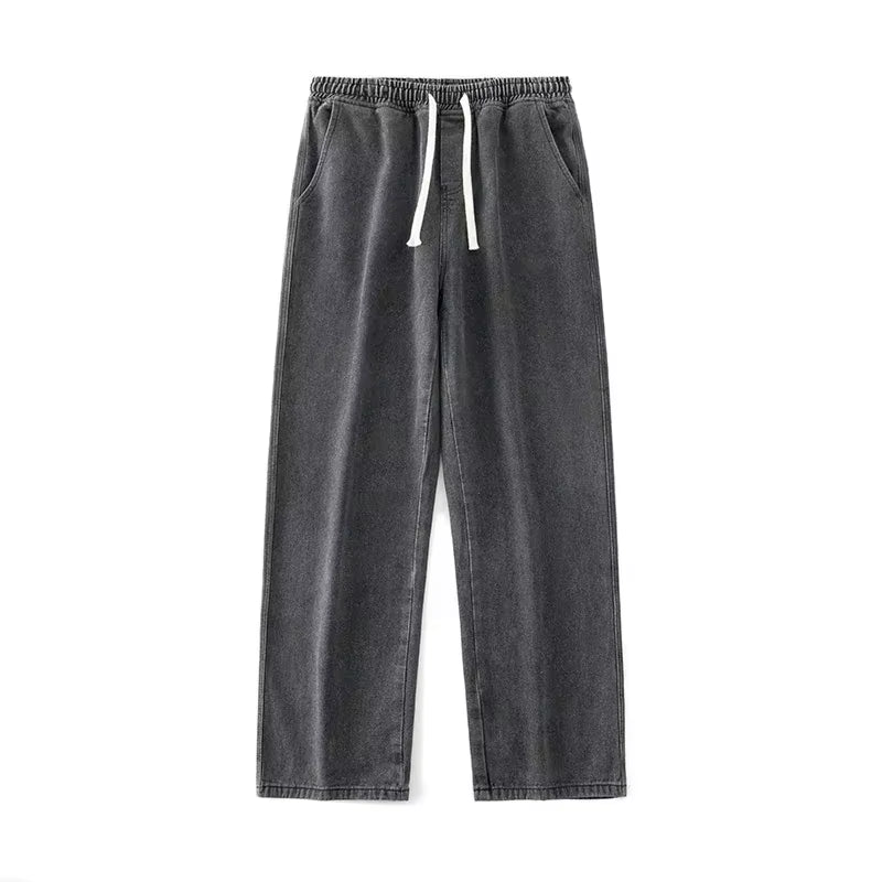 New Streetwear Loose Jeans Men Korean Style Fashion Loose Straight Wide Leg Pants Men'S Brand Clothing Black Light Blue