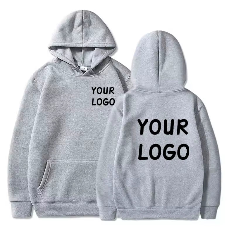 DIY Custom Your Brand LOGO Men Women Casual Hoodie Top Solid Color Pullover Street Personality Sweatshirt Custom Gifts