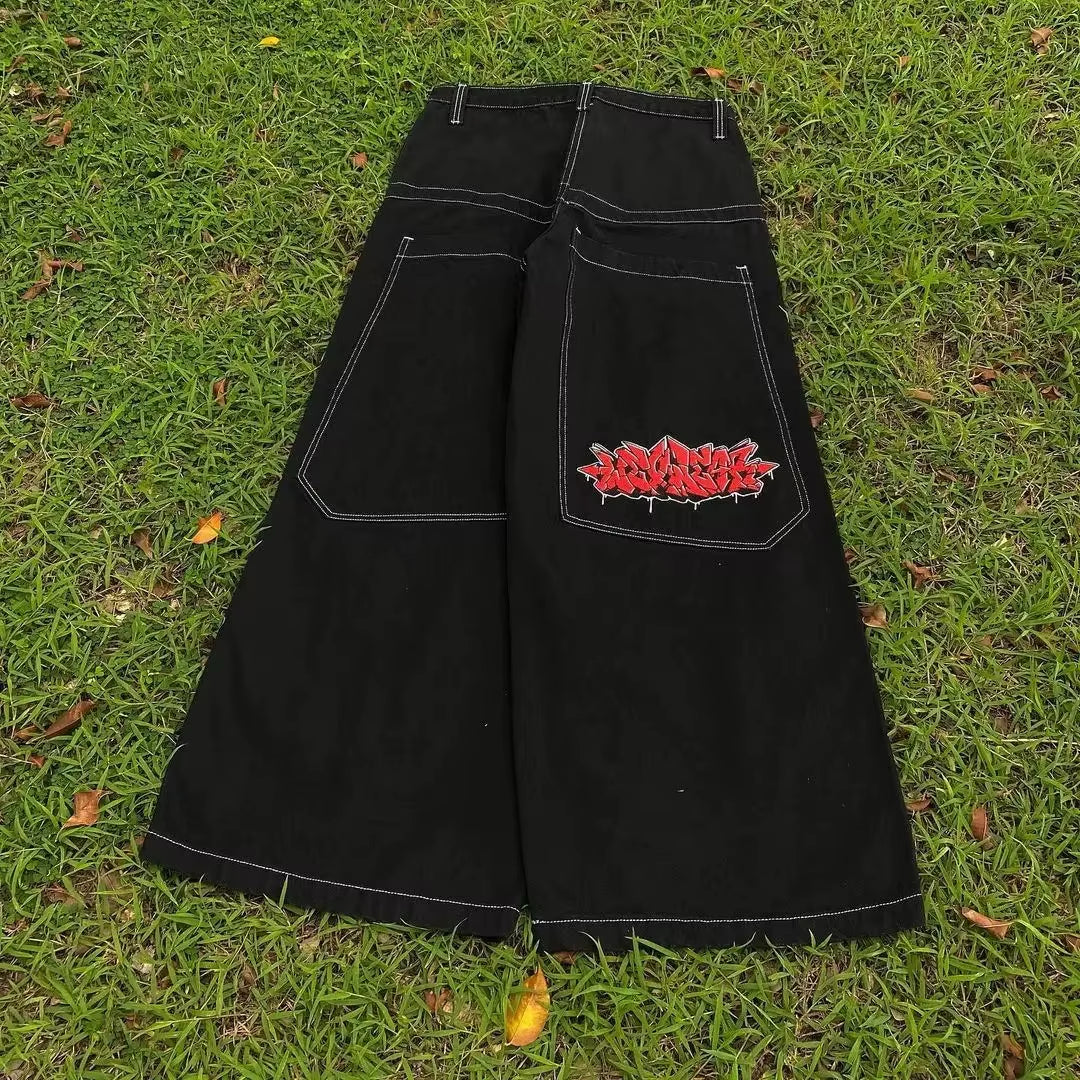 American Y2K New Baggy Wide Leg Black Jeans Overszied Men Street Casual Joker Denim Pants Couple Jeans Retro Streetwear