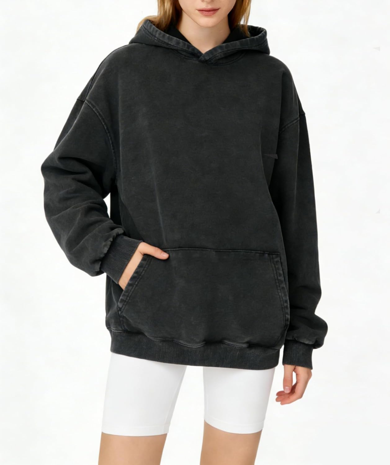 Oversized Acid Wash Pullover Hoodie detail