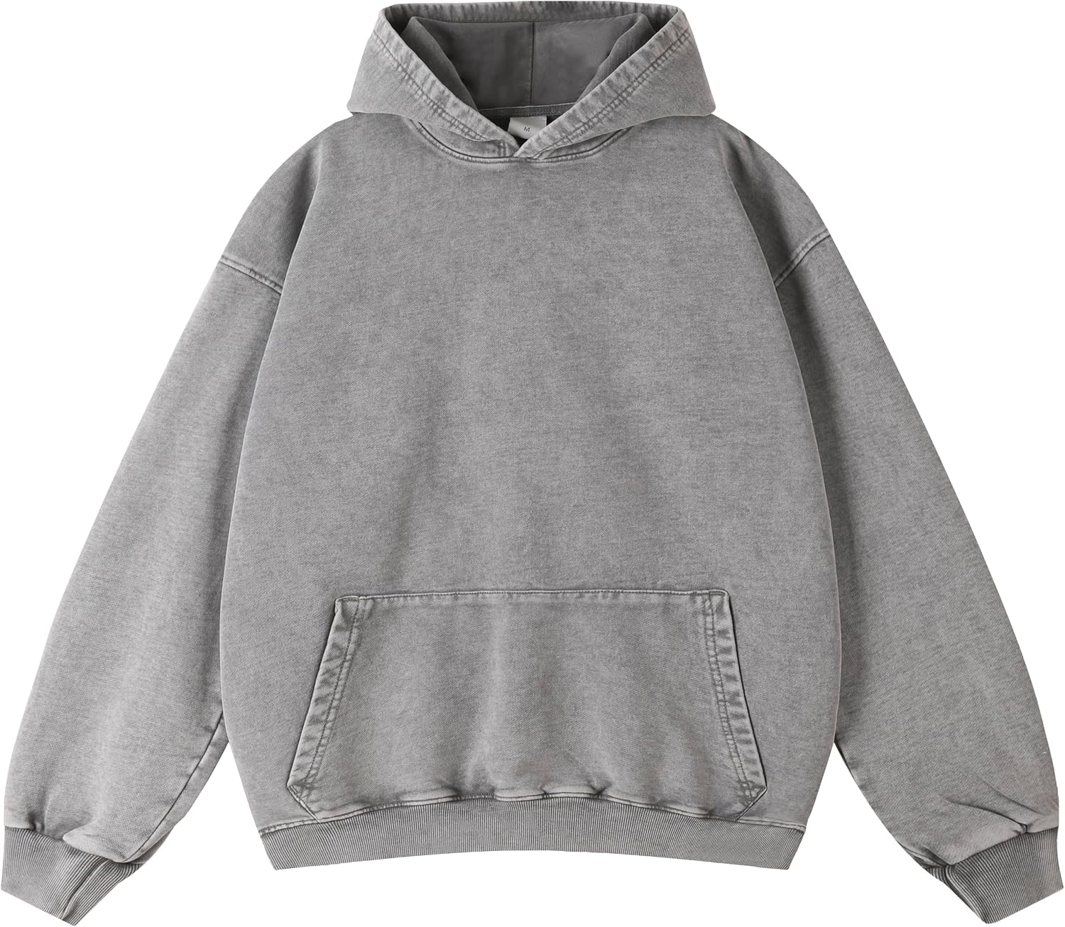 Oversized Acid Wash Pullover Hoodie - Grey