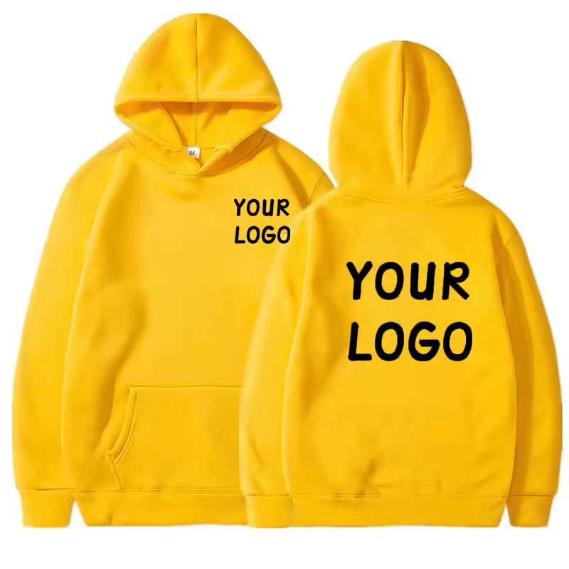 DIY Custom Your Brand LOGO Men Women Casual Hoodie Top Solid Color Pullover Street Personality Sweatshirt Custom Gifts