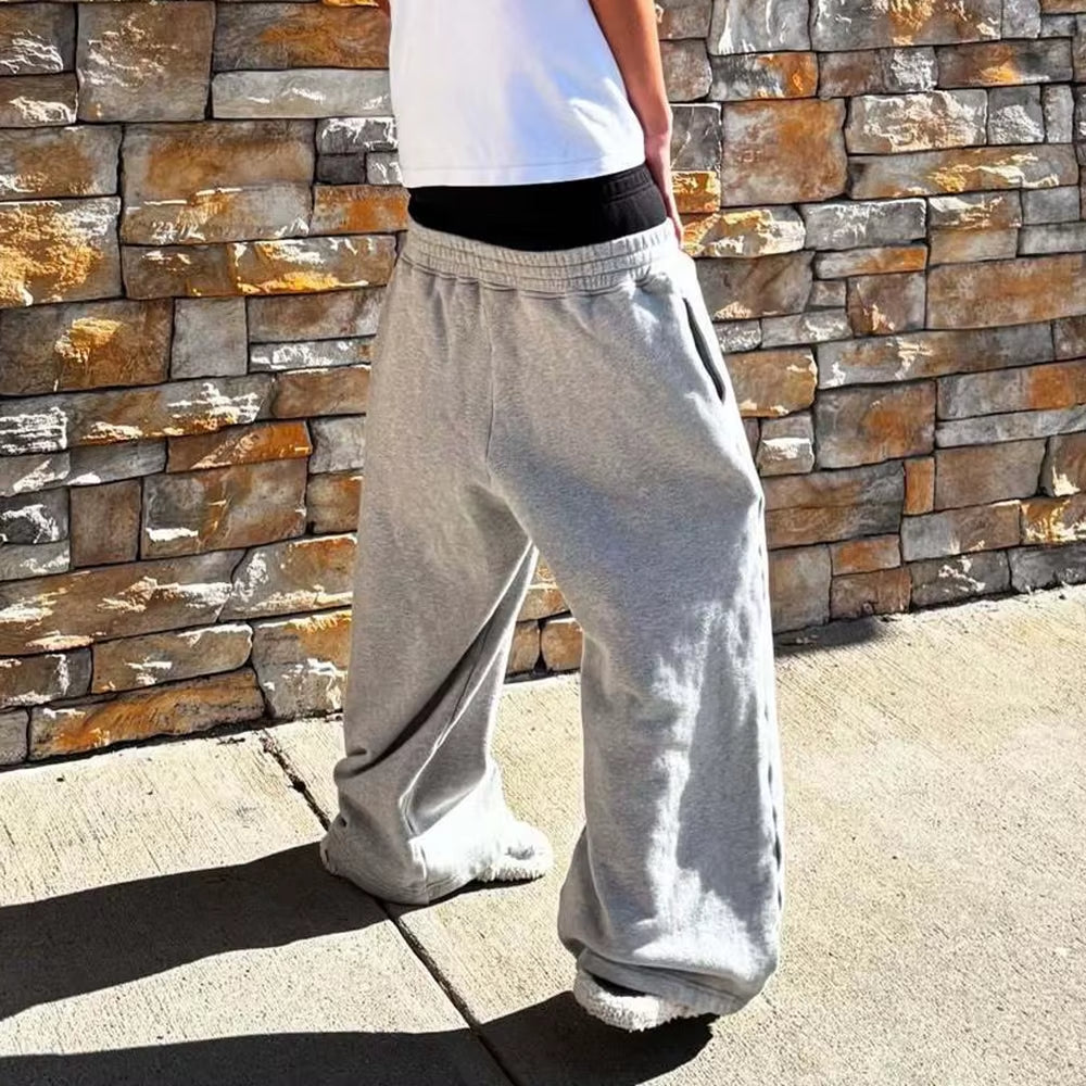 Y2K High-Waisted Printed Embroidered Street Guard Pants Spring Summer Casual Straight Leg Double Waist Design Fashionable