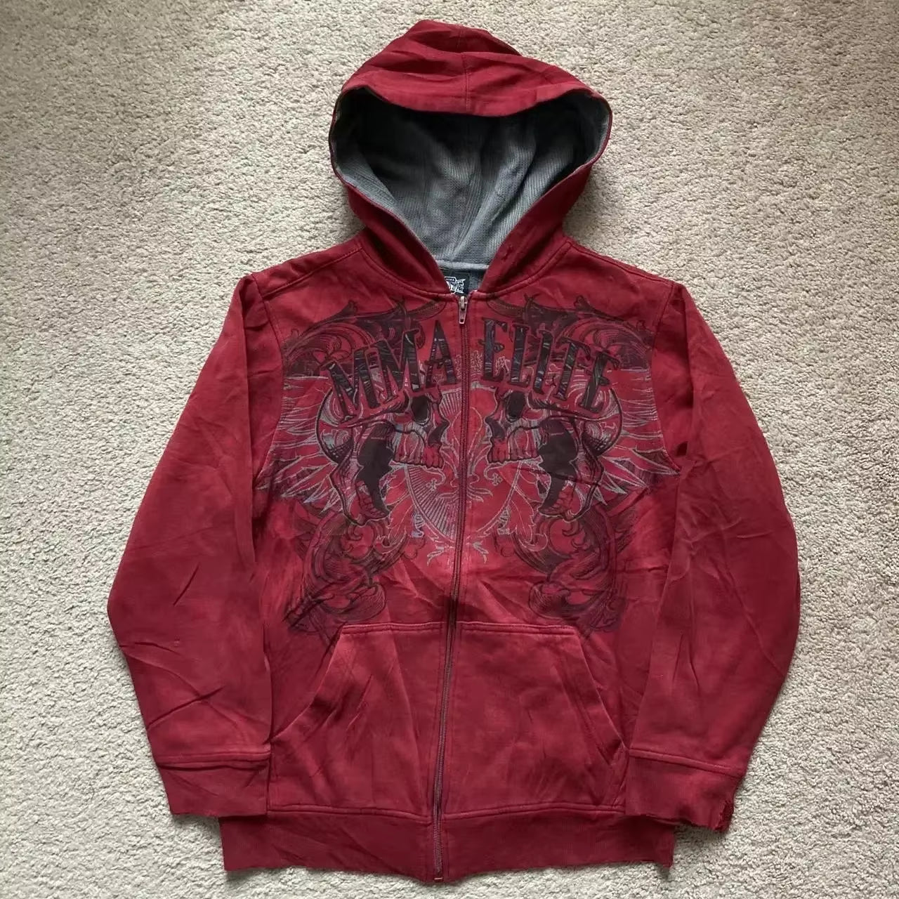 American Y2K New Hip Hop Trend Zipper Hoodie Women Street Casual Loose Joker Vintage Sweatshirt Unisex Fleece Padded Warm Hoodie